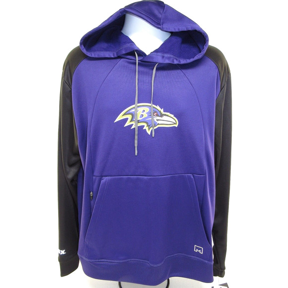 Mens MICHAEL STRAHAN NFL Purple Black Pullover Hoodie BALTIMORE RAVENS Large NEW - Picture 1 of 4
